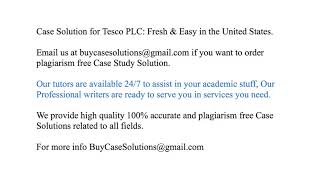 Case Solution Tesco PLC Fresh & Easy in the United States