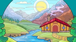 House by the River #heycolor #paintbynumbers #colorwithme #relaxing #coloring #video #nature #book