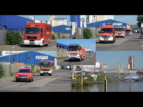 [Explosion im Hanauer Hafen] Großübung der Feuerwehr Hanau und DLRG am Tanklager