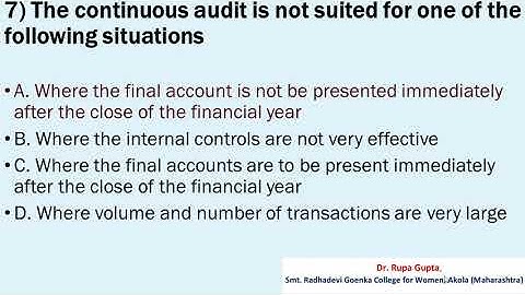 MCQs on AUDITING Part-I By Dr. Rupa Gupta
