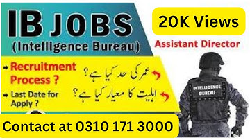 IB Intelligence Bureau | Assistant Director IB  Jobs | FPSC Jobs | PPSC Jobs | Study River