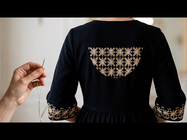 hand embroidery designs dress Modern Geometric Flower Embroidery: Denim & Dresses vintage length hem and color-hex:#000000 Sizes:3T Beyond the Aisle: Dresses Pinterest