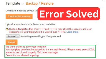 How To Fix Blogger Template Uploading XML Error Message Easily | Blogger XML Error Fix (Easy Way)