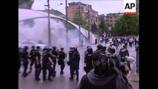 Ethnic Albanian And Serbian Protesters Clash In Divided Town