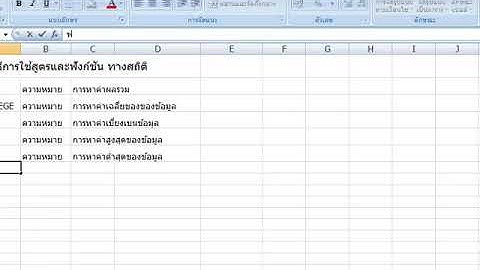 การใช้ฟังก์ชัน SUM AVERAGE STDEV MIN MAX