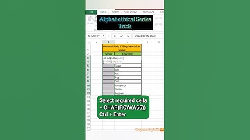 Microsoft Excel Tricks and Shortcuts - Automatically Fill Alphabetical Series #shorts #excel