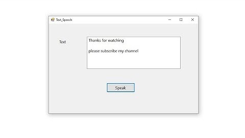 How to create a Text to Speech application - Vb.net