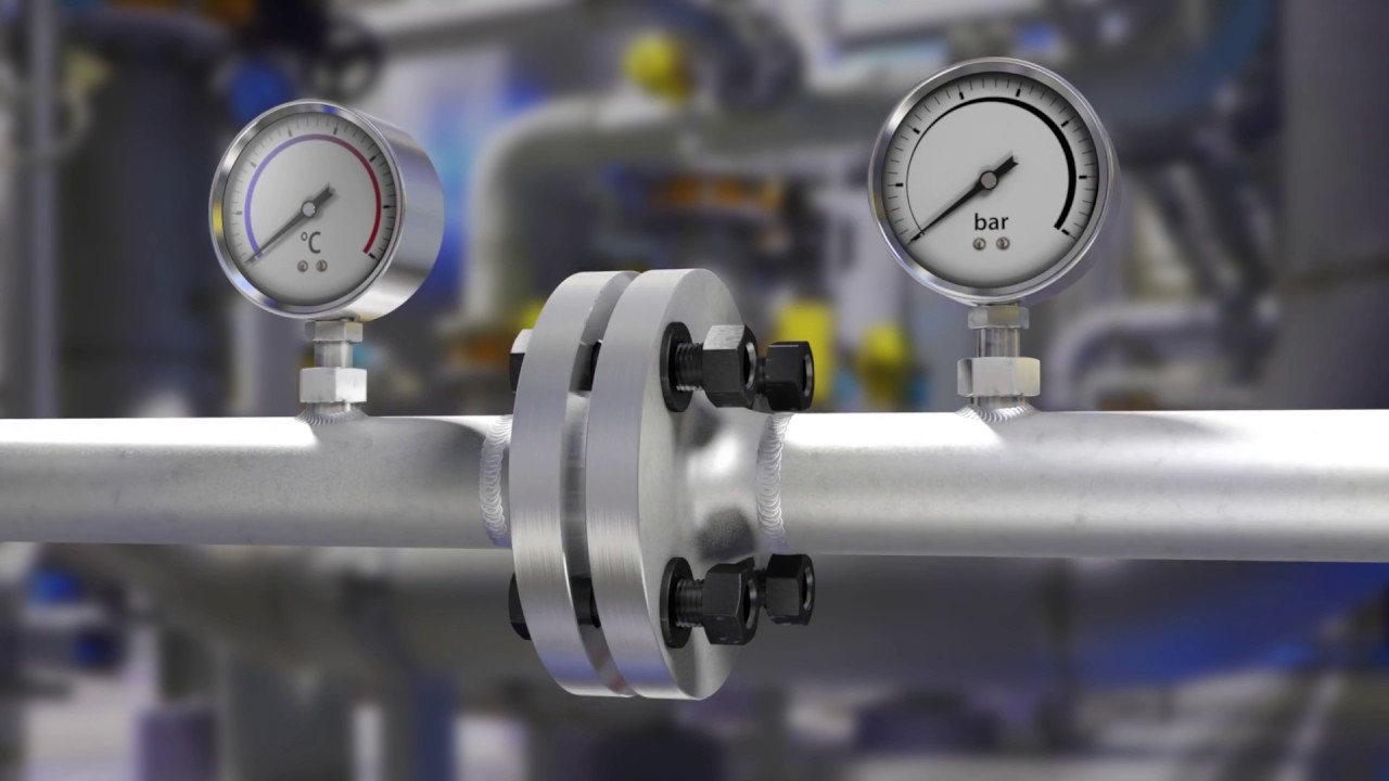 Verfahrenstechnik Rohrleitungsbau Flansch-Dichtung Funktion 3D-Animation Maschinenbau