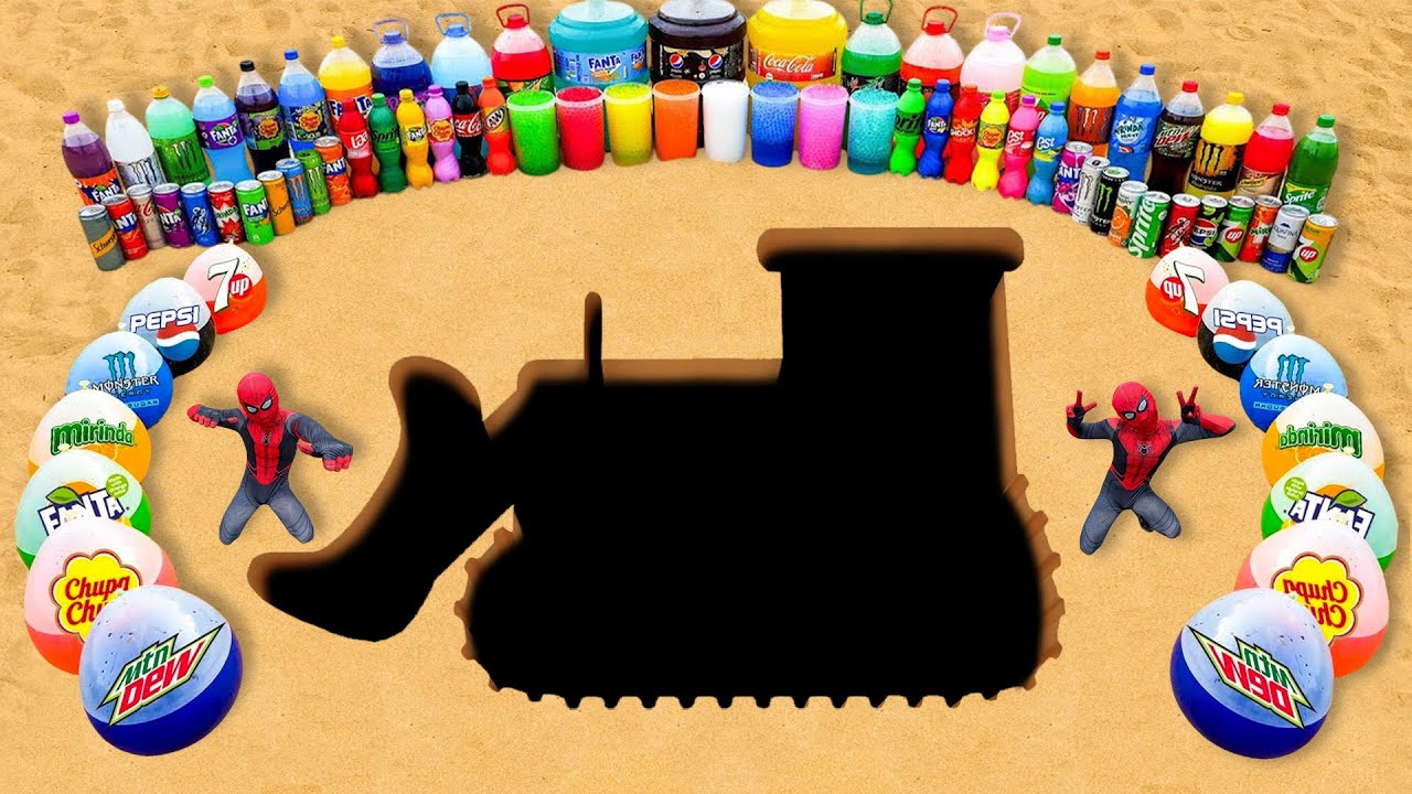 EXPERIMENT: Big Toothpaste Eruptions from Bulldozer, Giant Coca Cola, Mtn Dew, Fanta, Soda vs Mentos