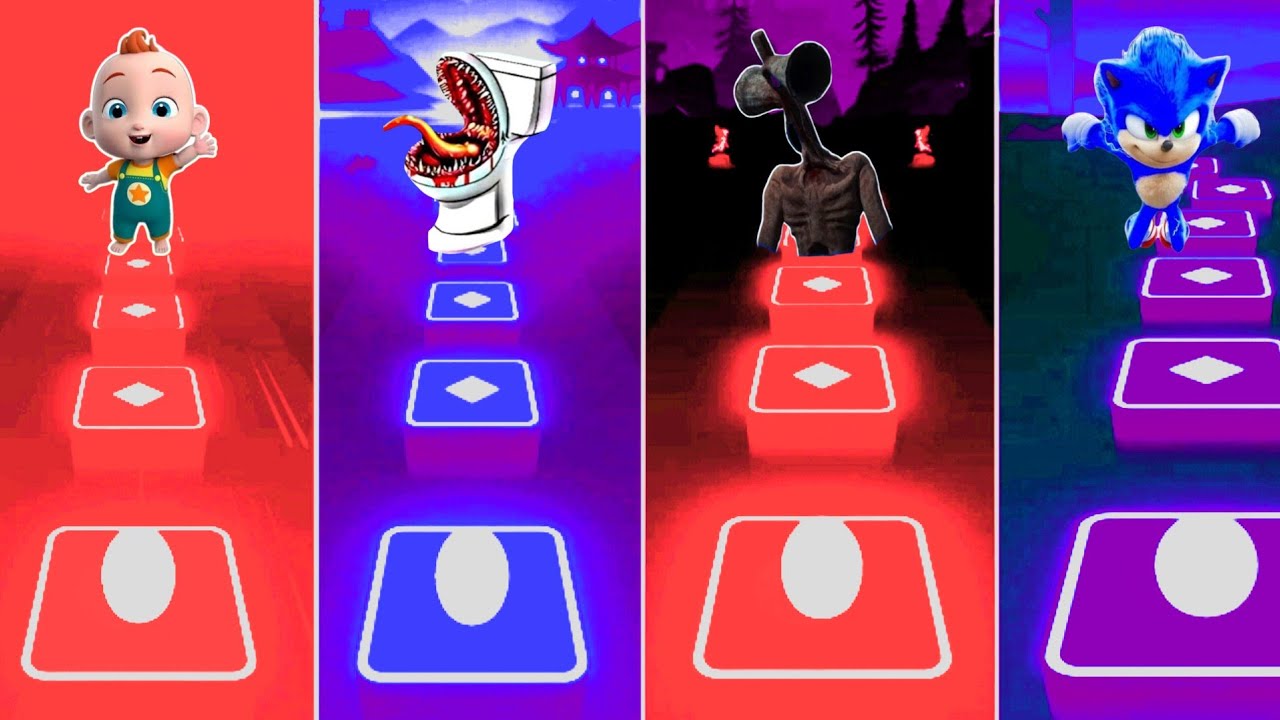 Super jojo 🆚 toilet monster 🆚 Siren head 🆚 Sonic prime 🎼 Tiles hop EDM Rush gaming