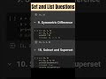 Set and List Questions #python #dataanalysis #ai #ml #datascience