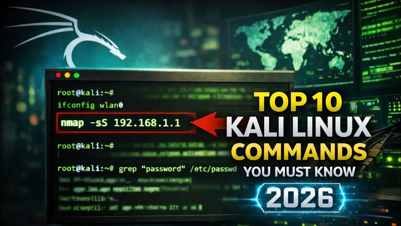 Top 10 Kali Linux Commands You MUST Know (2026) | Hackie - YouTube