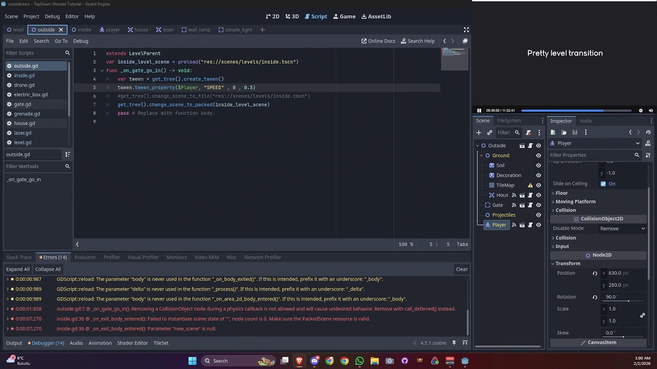 Still learning basics. Topdown shooter game tutorial Part 4