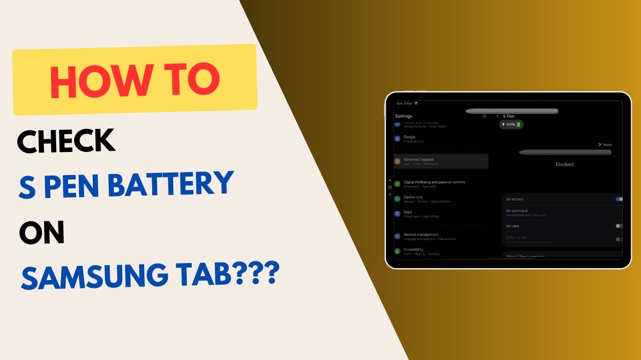 How to Check the S Pen Battery Level on your Samsung Tablet - YouTube