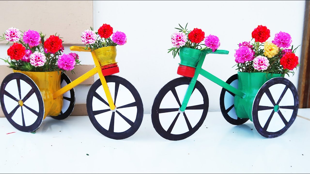 Recycling Plastic Bottles For Beautiful Desktop Flower Pots, Bottle Craft Ideas