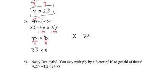 Algebra 1: 3.5 Solving Inequalities with Variables on Both Sides