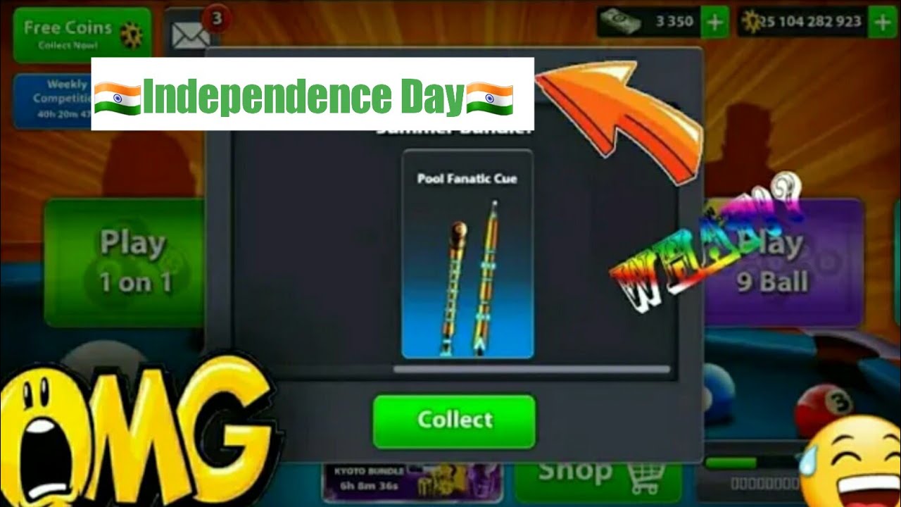 8 Ball Pool Free 🔥Pool Fanatic Cue🔥 🇮🇳Independence Day ...