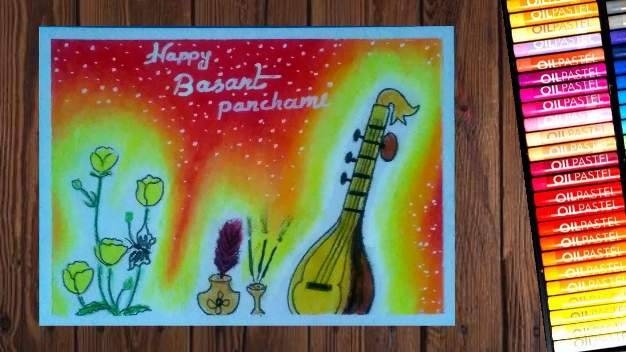 Basanta Rutu Drawing Saraswati puja (Basant Panchami) special Drawing for beginners with oil ...