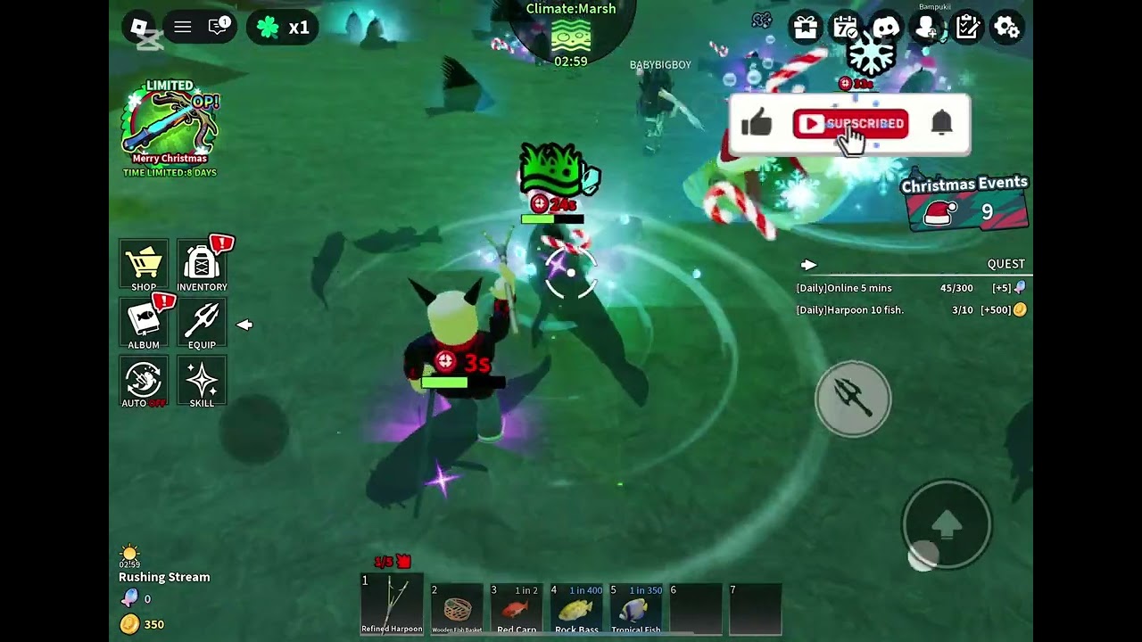 Spear fishing in Roblox