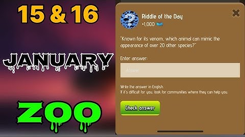 Zoo riddle of the day 15 & 16 January | Riddle of the day Zoo today | riddle of the day zoo | #zoo