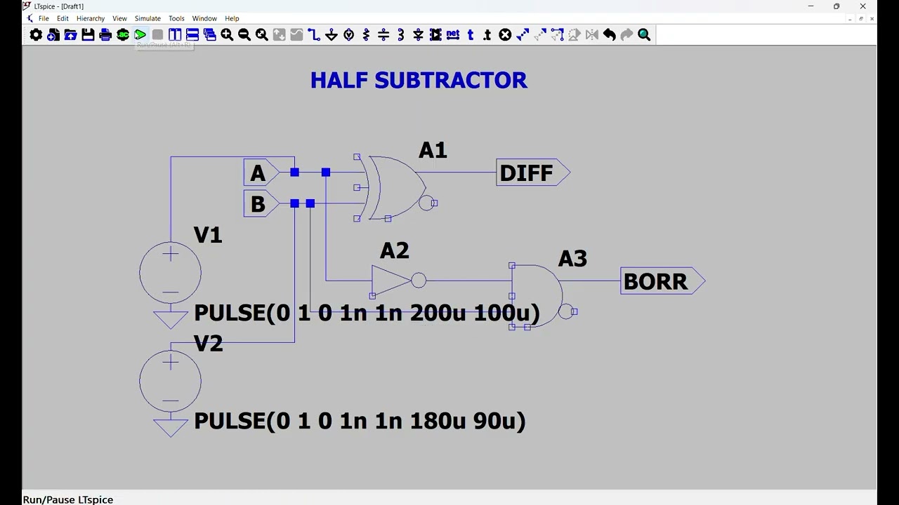 Design of Full Subtractor using Half subtractor in Lt Spice    