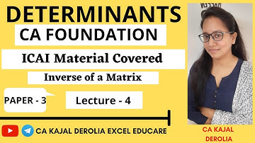 #4 Matrices and Determinants| Paper 3- Business Mathematics| Inverse of a Matrix| Lecture 4|