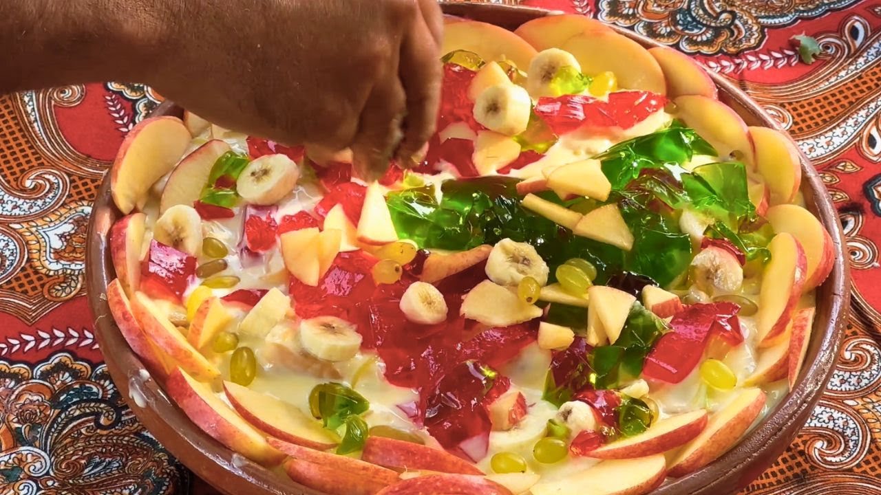 Silent Mountain Cooking | No Bake & Easy Creamy Fruit Trifle Recipe