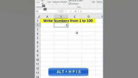 Write Numbers from 1 to 100 in Excel