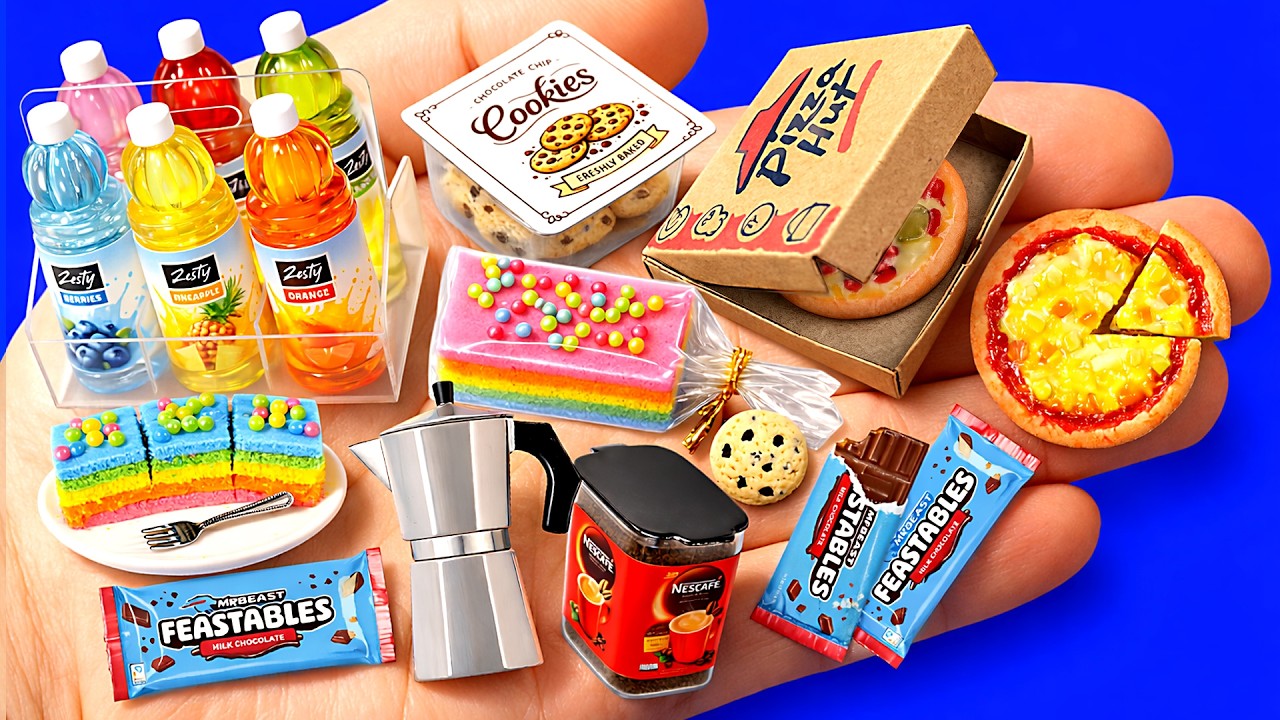 16 DIY Miniature Crafts 🍕 How to Make Miniature Doll Food, Rainbow Cake ...