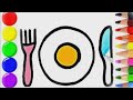 Рисуем для детей тарелку и вилка | Drawing a plate 🍽 picture  | Bolalar uchun rasm chizish