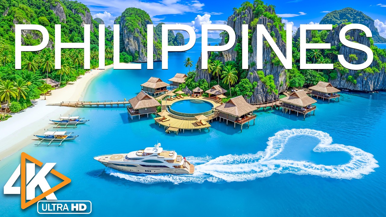 Philippines 4K Drone Footage | Palawan Lagoon, Overwater Villas& Turquoise Sea With Deep House Chill