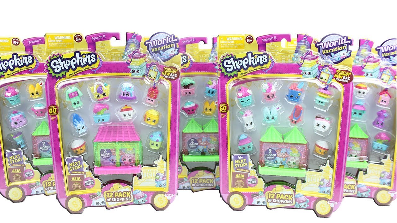Shopkins Season 8 Boarding to Asia 12 Packs Unboxing Toy Review