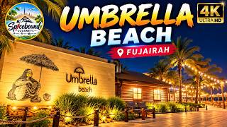 Umbrella Beach Fujairah 🌴✨ | Magical Night Views, Beautiful Lights & Scenic Walking Tour | UAE 4K