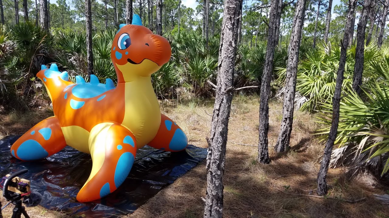 Speckles the Dino Giant Ride-On Pool Toy from Puffy Paws Toys - YouTube
