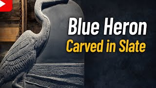 Hand Carved Slate Blue Heron Tombstone