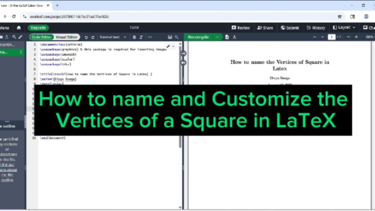 How to name and Customize the Vertices of a Square in LaTeX | Latex ...