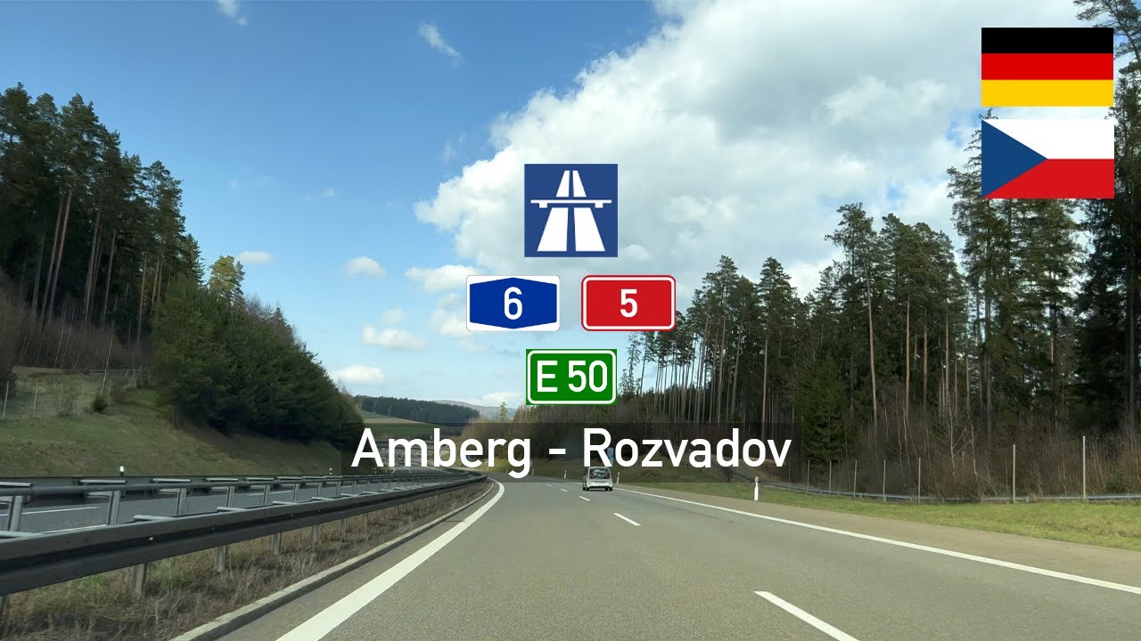 [4KHDR] Driving in Germany and Czechia: Autobahn A6 E50 & D5 from Amberg to Rozvadov