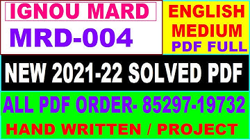 MARD MRD-4 solved assignment 2021-22 / mrd 4 solved assignment in English / ignou mrd 1