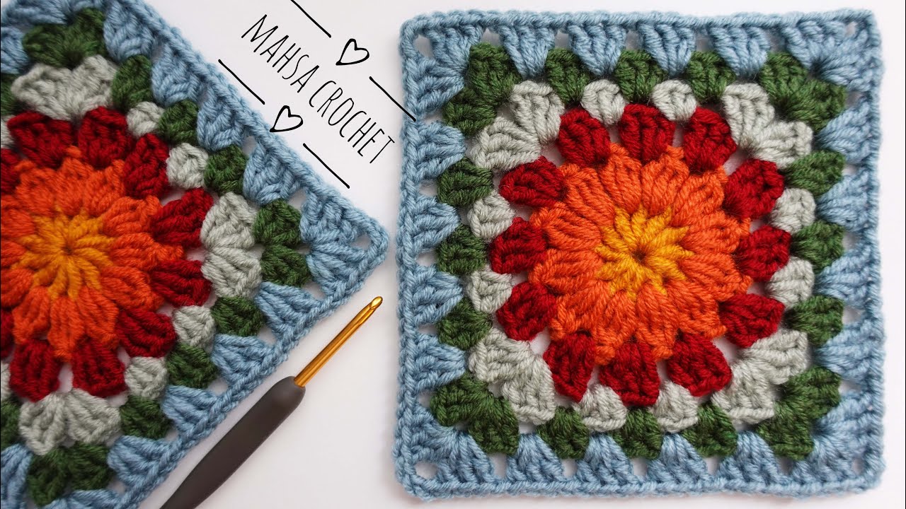 آموزش بافت موتیف مهر | قلاب بافی مهسا How to Crochet Mehr Granny Square | Mahsa Crochet