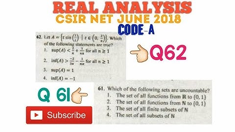 CSIR NET Real analysis June 2018 solution Code-A Q-62 61|| Based on supremum infimum countability||