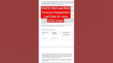 IGNOU BAG and BAG Honours Assignment Last Date for June 2023 Exam #ignou #ignouupdate