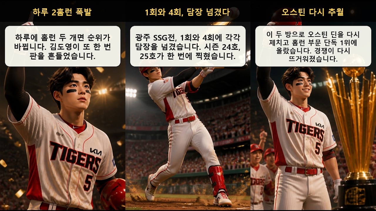 김도영 하루 2홈런 폭발…오스틴 제치고 홈런 단독 1위