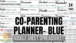 Co-Parenting Planner Google Sheets Spreadsheet - Blue
