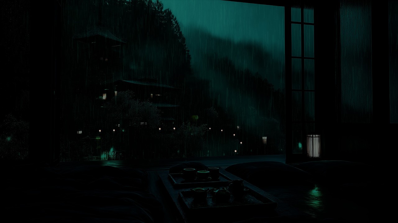 Mountain Cabin Rain Ambience 🌧 (No Ads) | Deep Night Atmosphere for Deep Sleep & Stress Relief