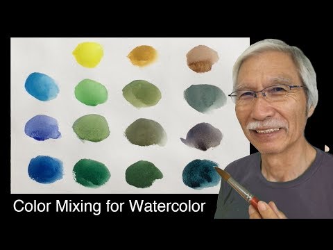 [Eng sub] Color Mixing for Watercolor 〜Green colors recipe 　水彩画の基本〜美しい緑色の作り方