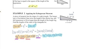 Modeling with Quadratic Equations Example: Pythagorean Theorem