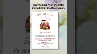 Editable Red Dirt Bike Birthday Invitation, "Kick Start Your Engines" Theme Template