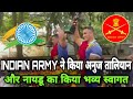 Indian army gave a grand welcome to anuj taliyan and naidu for winning medal in asian champioship