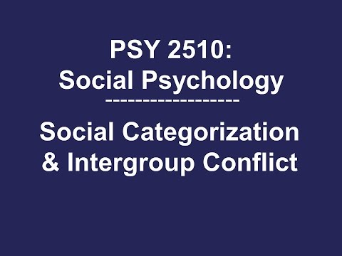 PSY 2510 Social Psychology: Social Categorization & Intergroup Conflict