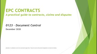 EPC Contracts - 0123 - Document Control